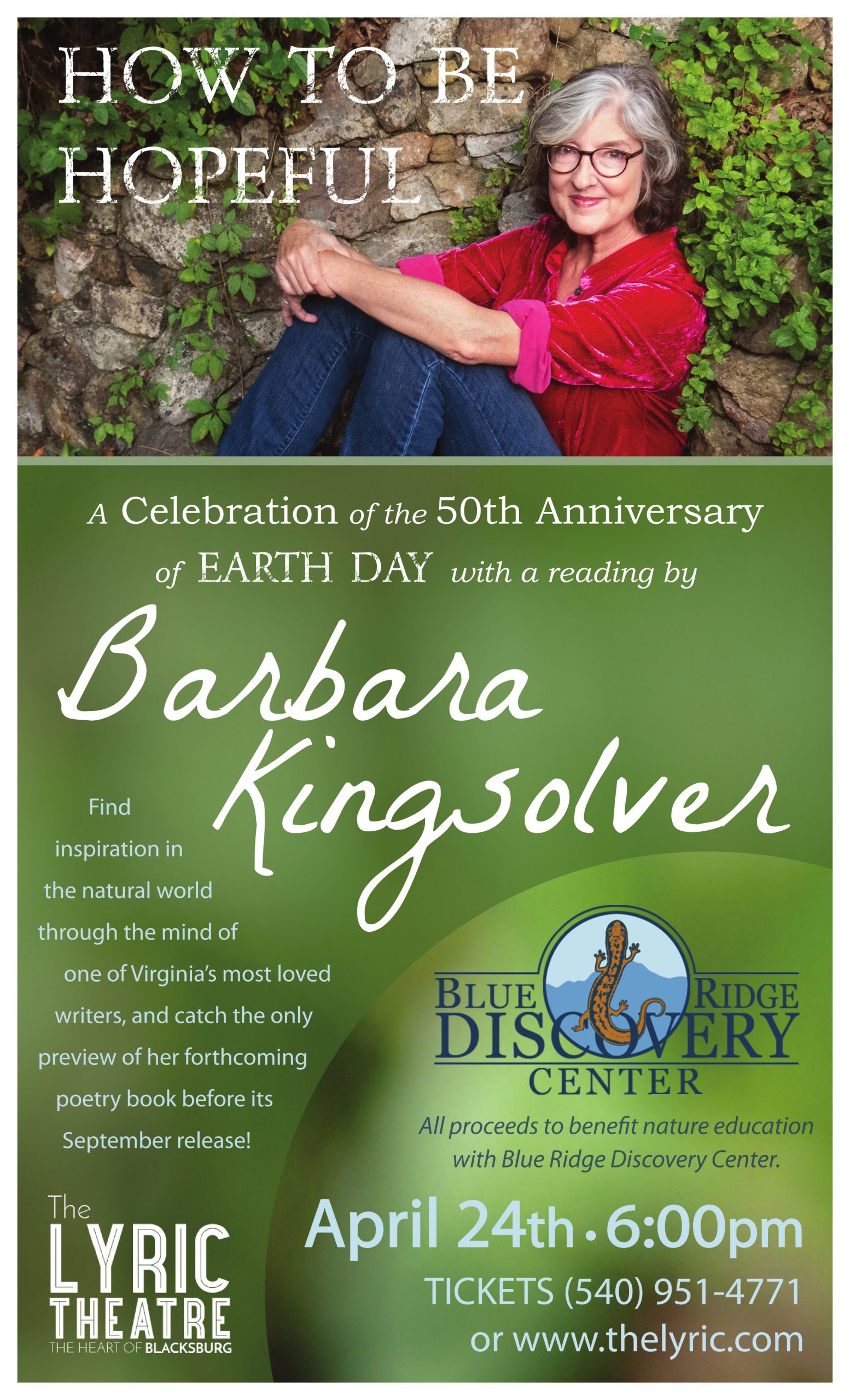 Postponed – Barbara Kingsolver Reading for Blue Ridge Discovery Center Fundraiser